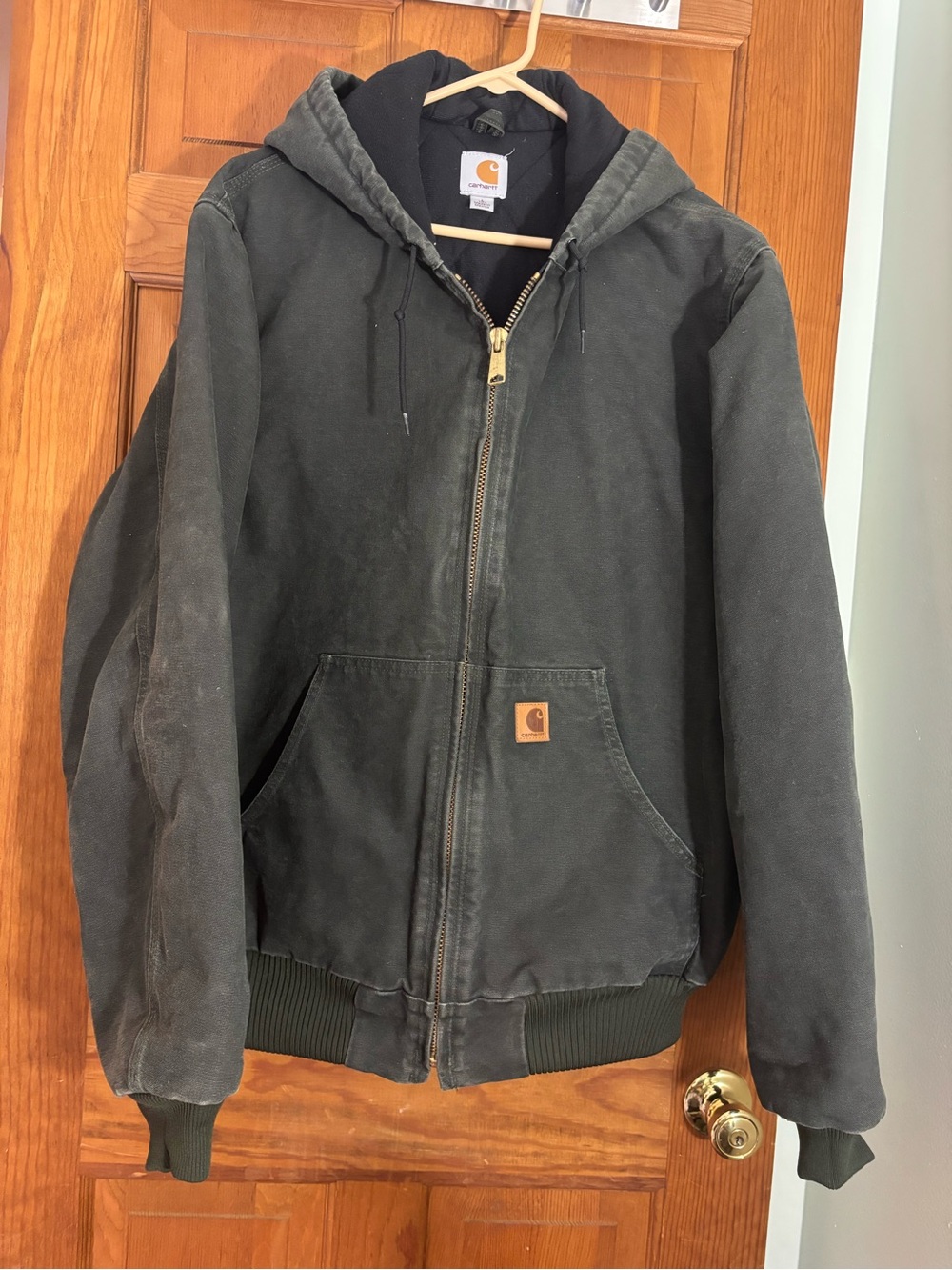 Carhartt Active Jacket Men’s Large Tall Moss Green Hooded Duck Canvas Work